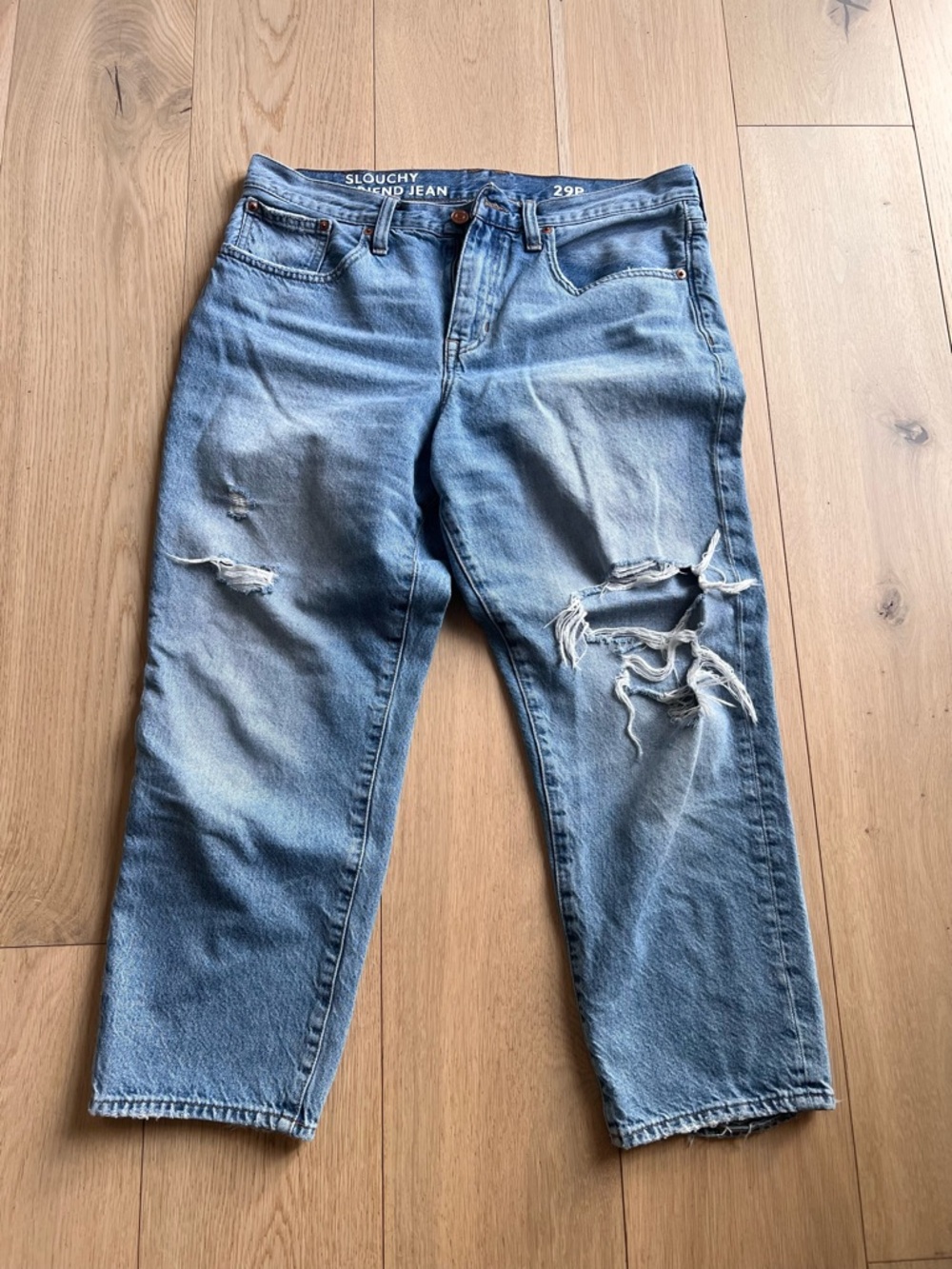 J. Crew Slouchy Distressed Boyfriend Jeans. Size 29P - Picture 4 of 10